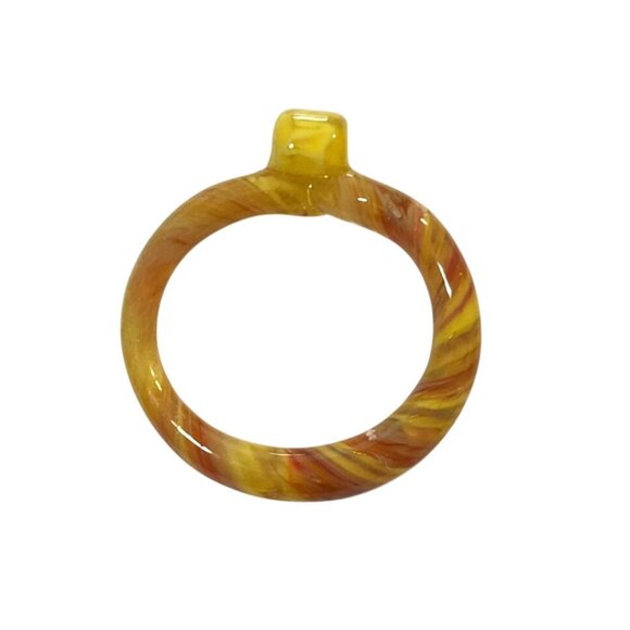 Handcrafted Art Glass Ring and Pendant With Swirled Yellow & Orange Design - Picture 5 of 6